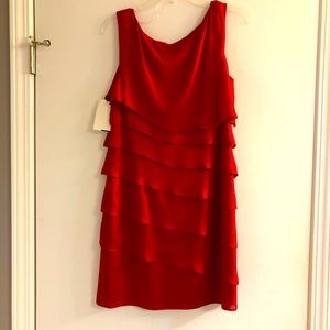 Red semi formal party dress.